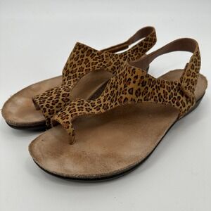 Dansko Sandals Size 40 Leopard Print Suede Leather Toe Loop Adjustable Strap